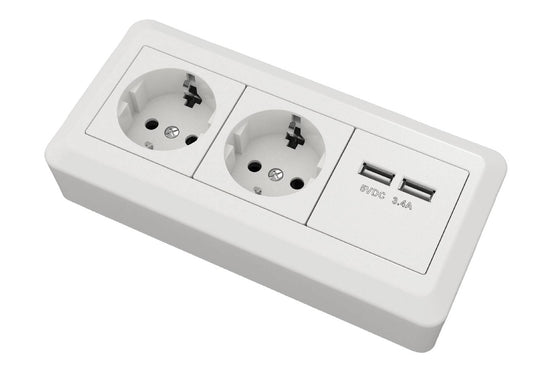 HÖRNBOX 2-VÄGS MED 2 USB3400MA